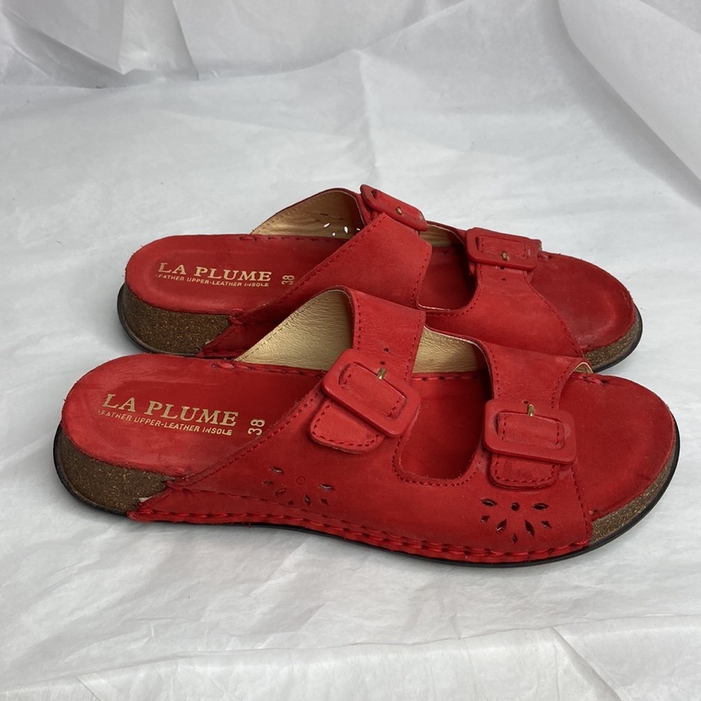 La Plume red leather slipon Flats like new condition size 38/US 8